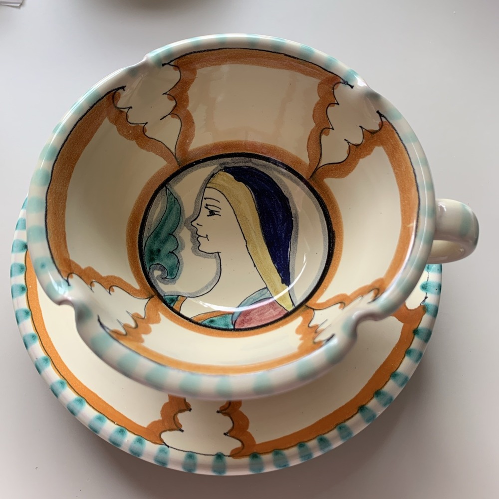 Vintage Orvieto Italian Majolica Cup & Saucer Set